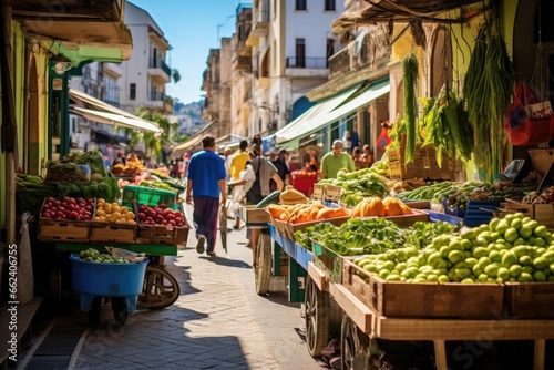 The traditional market offers a taste of Mediterranean culture and a vibrant display of healthy and colorful foods. photo