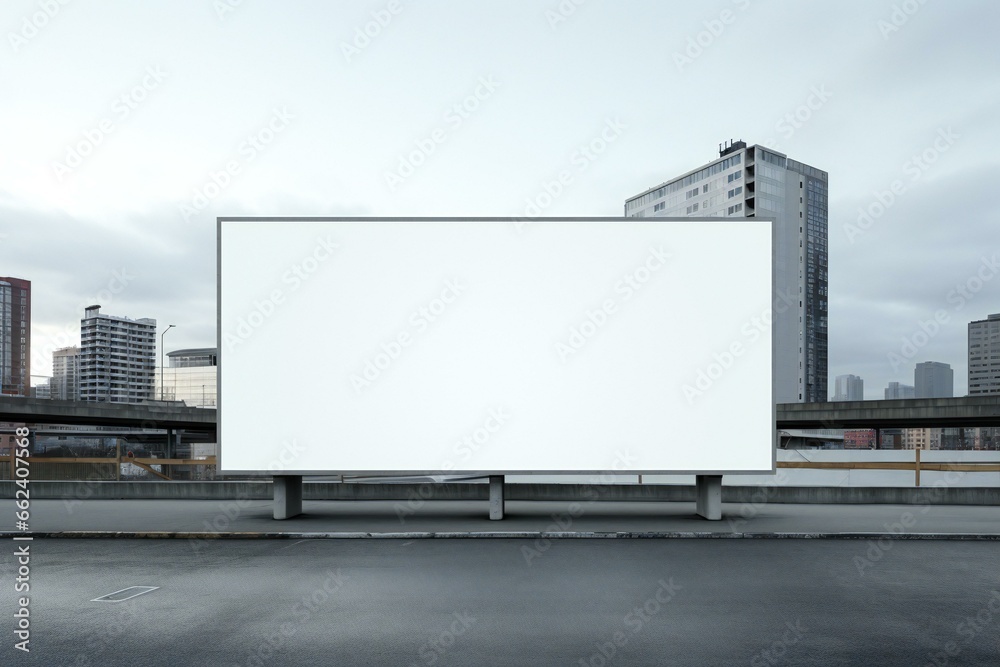Blank billboard on the road. Empty billboard mockup.