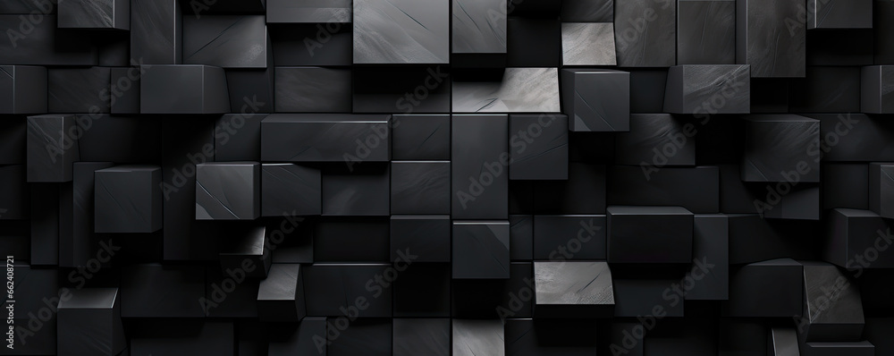Abstract 3d dark geometric background. Polished, semi-gloss wall background with blocks. Minimalistic design for banner, flyer, card or brochure cover - obrazy, fototapety, plakaty 