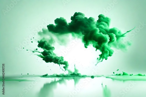 Colorful green smoke paint explosion,