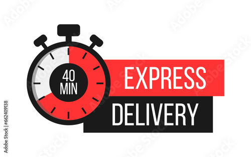 Express Delivery. Stopwatch. Online express delivery service, online order tracking. Vector illustration