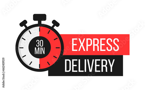 Express Delivery. Stopwatch. Online express delivery service, online order tracking. Vector illustration