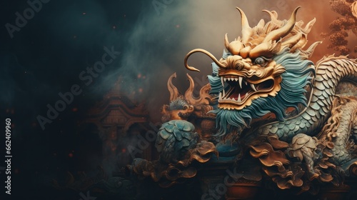 chinese dragon with copy space