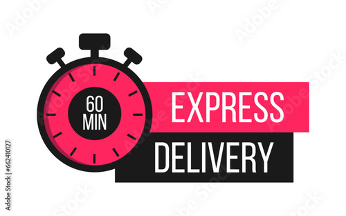 Express Delivery. Stopwatch. Online express delivery service, online order tracking. Vector illustration