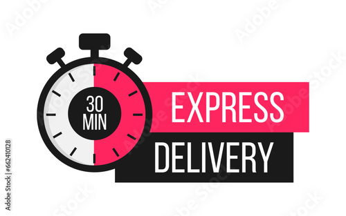 Express Delivery. Stopwatch. Online express delivery service, online order tracking. Vector illustration