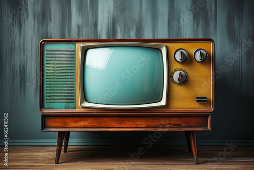 vintage television with wooden legs