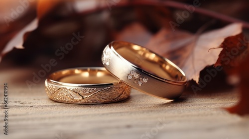 wedding rings on romantic background