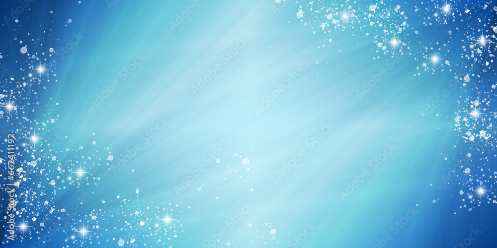 Niebieskie, zimowe tło gradientowe w gwiazdy. Kolorowa ilustracja do projektu, oryginalny wzór z miejscem na tekst - obrazy, fototapety, plakaty 