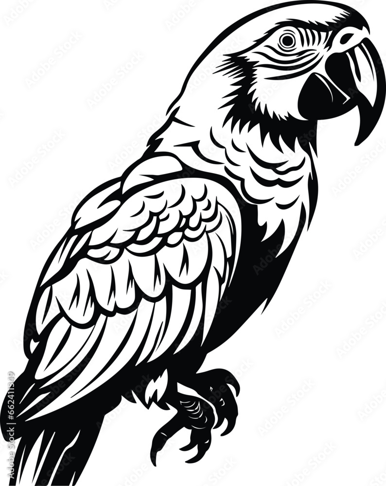 Macaw Parrot Logo Monochrome Design Style
