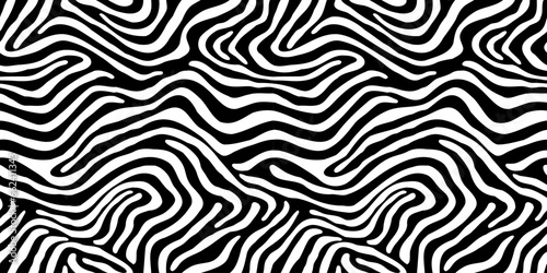 Abstract black and white line doodle seamless pattern. Creative organic style drawing background, trendy design with basic shapes. Simple hand drawn wallpaper print texture.