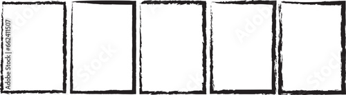 Grunge square and rectangle frames. Ink empty black boxes set. Rectangle borders collections. Rubber square stamp imprint. Vector illustration isolated on white background.

