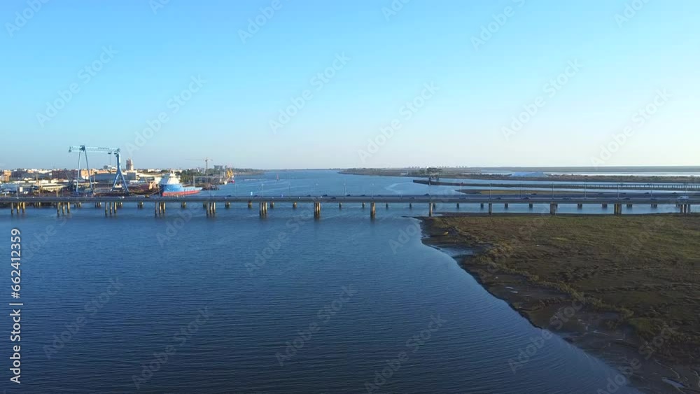 The Santa Eulalia siphon bridge and bridge over the Odiel River that allows the exit and entry of the city of Huelva through the river towards Corrales and other dormitory cities besides Punta Umbria The Santa Eulalia siphon bridge and bridge over the Odiel River that allows the exit and entry of the city of Huelva through the river towards Corrales and other dormitory cities besides Punta Umbria