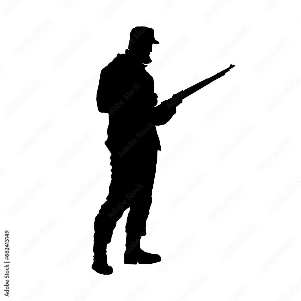 Silhouette of a hunter, hunting - vector illustration Silhouette of a hunter, hunting - vector illustration