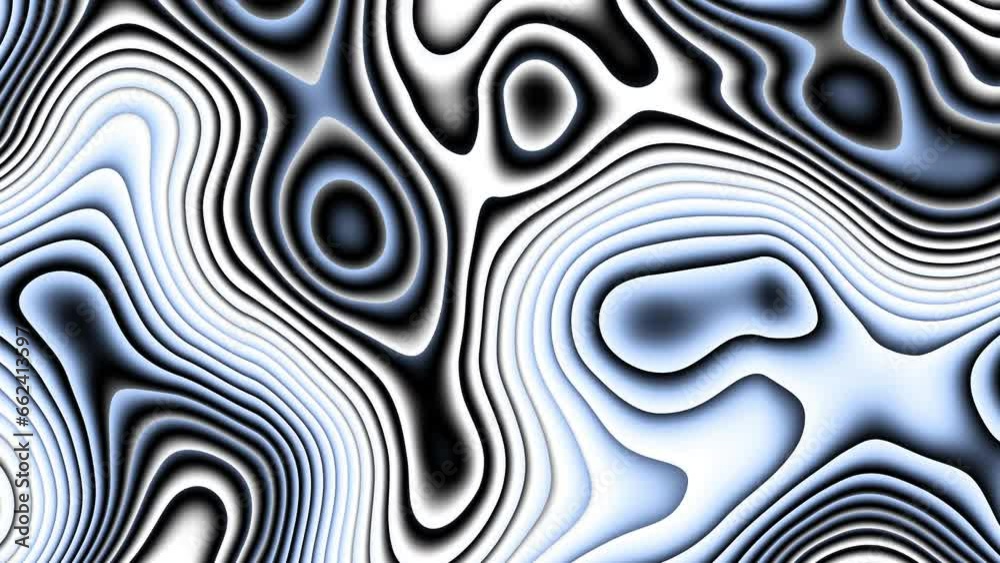 Seamless abstract psychedelic wavy background for loop playback. 4k video. Soft light pastel colors.