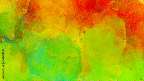 Watercolor painted background with blots and splatters. Brush stroked painting