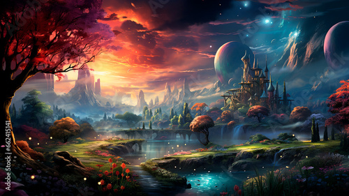 fantasy painting of a fantasy landscape, illustration art design