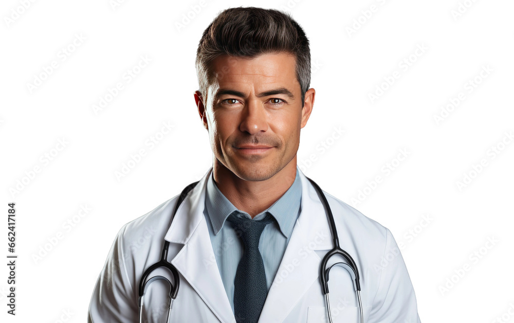 Realistic Closeup of a Happy Doctor on a Clear Surface or PNG Transparent Background. Realistic Closeup of a Happy Doctor on a Clear Surface or PNG Transparent Background.