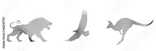 lion, eagle and kangaroo logos. company logotype and brand identity design. creative vector image