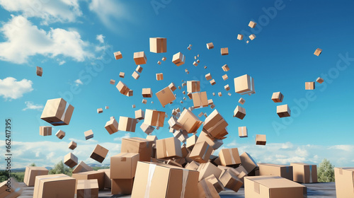 Seamless Delivery, Cardboard Packages Descend from the Blue Sky