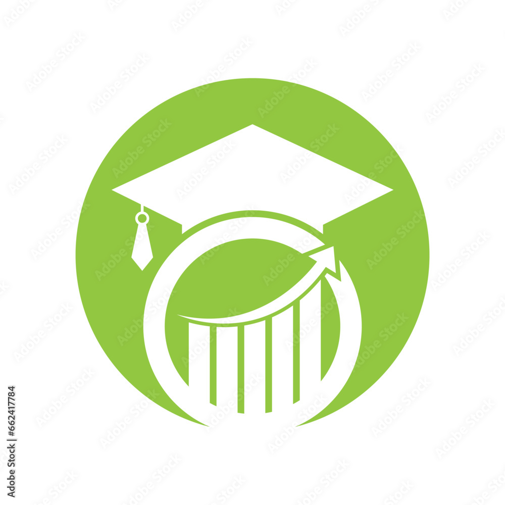 Graduate Cap with Finance Bar Chart Logo Vector. Education logo design