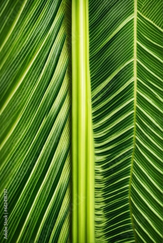 Close-up View of Natural Tropical Palm Leaf Texture