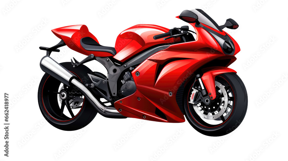 red motorcycle on transparent background 