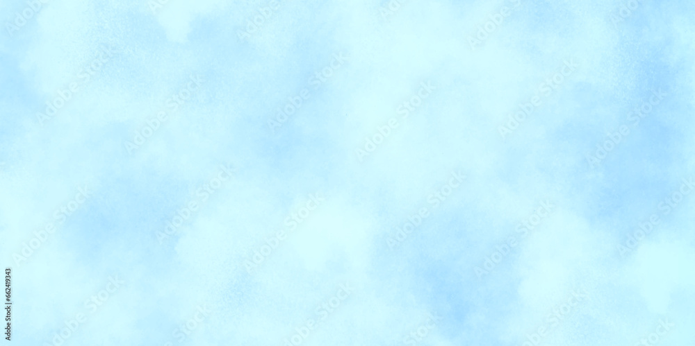 Obraz premium winter seasonal cloudy blue sky background, Sky clouds with brush painted blue watercolor texture, small and large clouds alternating and moving slowly on cloudy winter morning blue sky.