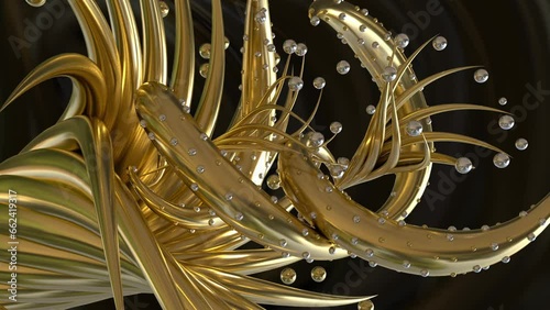 Gold Waves Loop 3D render 