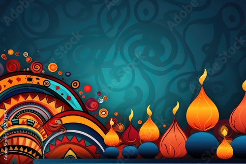 abstract background with burning candles and tribal ornament, Abstract colorful background for Kwanzaa,  an annual celebration of African-American culture photo