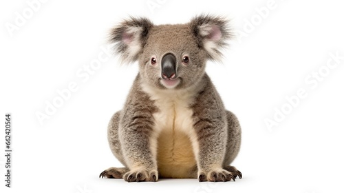 Funny little koala animal isolated white background. AI generated image
