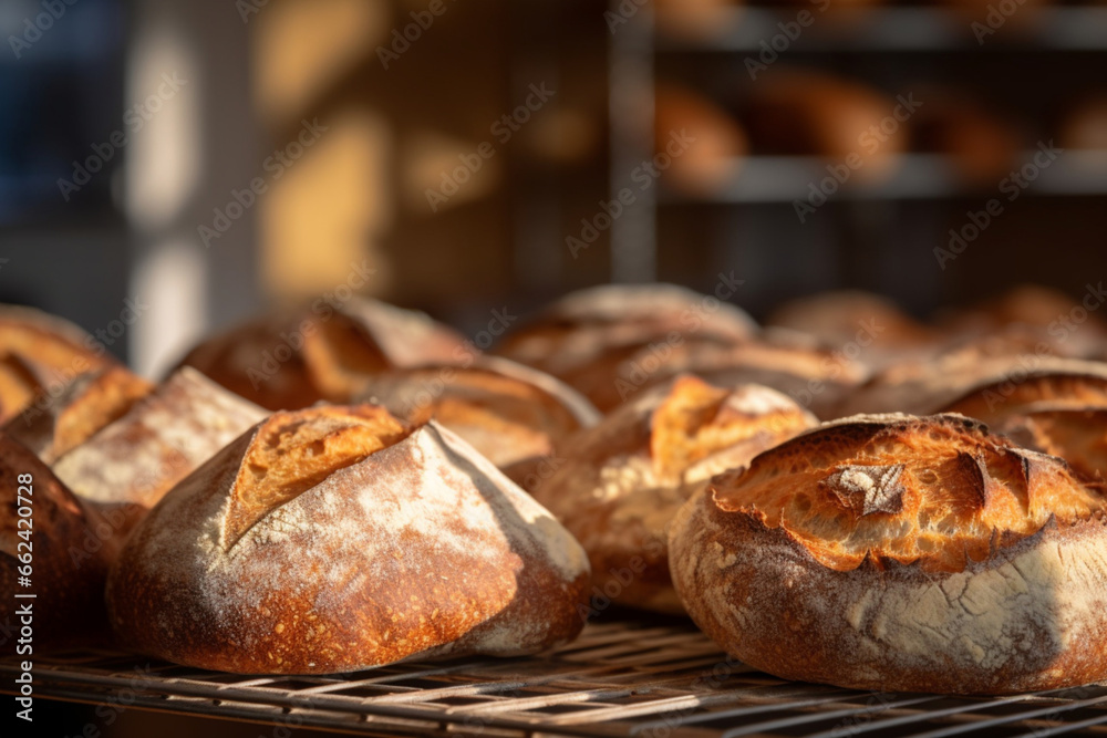 Freshly baked bread in the sun in the bakery 1