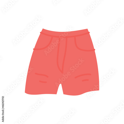 Cartoon Red Shorts Summer Vacation Concept Flat Design Style Isolated on a White Background. Vector illustration. Vector illustration