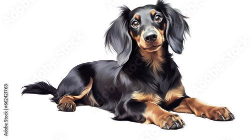 Get up close with an adorable Dachshund, emphasizing their pet style with irresistible charm and a captivating personality.
