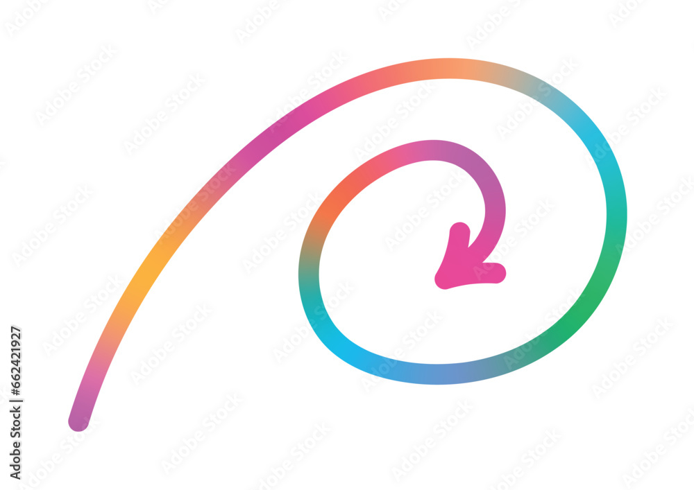 hand drawn spiral and arrow sign on white background hand drawn spiral and arrow sign on white background