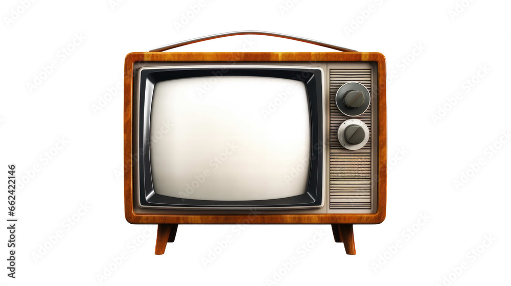 vintage television on a transparent background