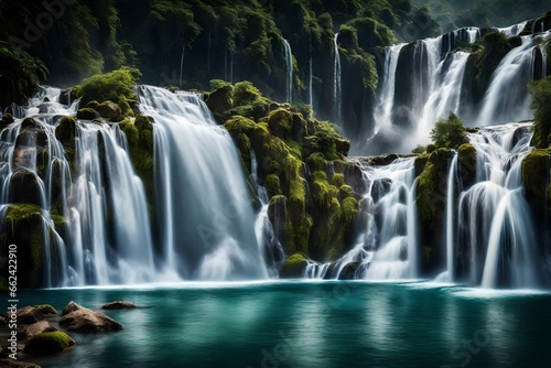 waterfall in the forest A waterfall  a force of nature in perpetual motion  stands as a testament to the Earth s ever-ch