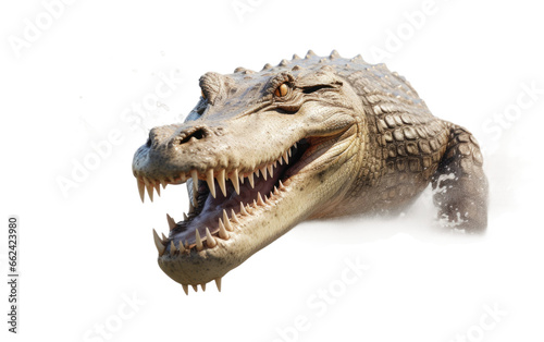 Crocodile Realistic Running Portrait on a Clear Surface or PNG Transparent Background.
