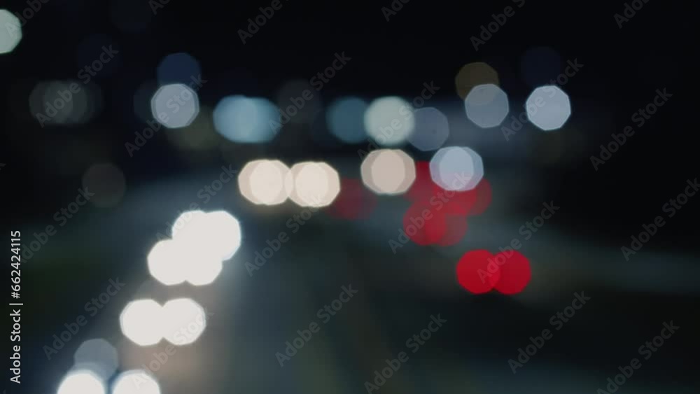 Car and Street Lights. Driving in the night, blurred city road. 