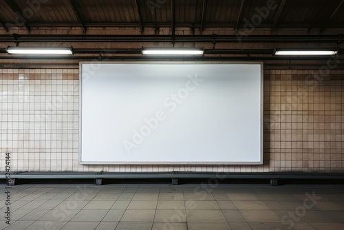 Blank Canvas Poster Board Hangs On Wall In Railway Station, Waiting To Be Adorned With Information Or Art