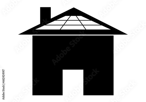 Icono de casa ecológica. Casa ecológica con panel solar