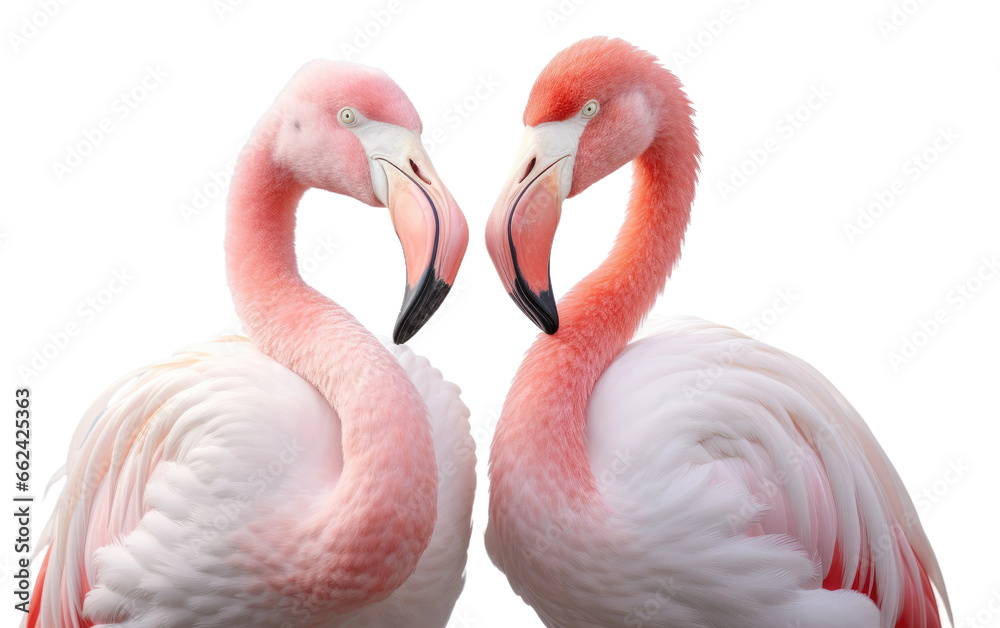 Obraz premium Flamingo Love There Partner on a Clear Surface or PNG Transparent Background.