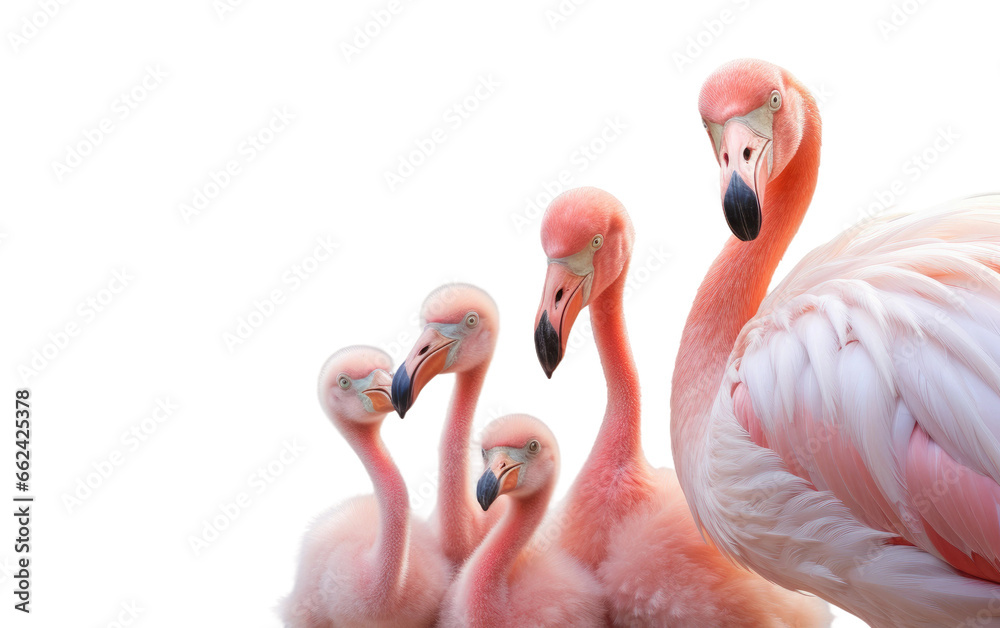 Naklejka premium Flamingo Chicks and Their Loving Nature on a Clear Surface or PNG Transparent Background.