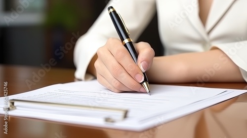 close up of a person signing a document
