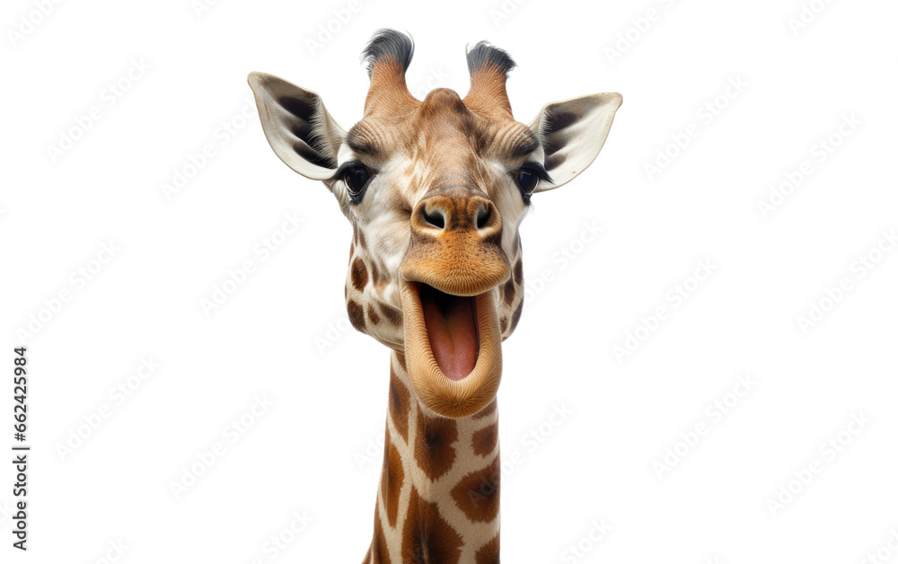 Giraffe Nature's Roaring in the Wild on a Clear Surface or PNG Transparent Background.