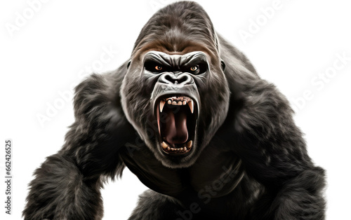 Gorilla Nature's Roaring To The Bad on a Clear Surface or PNG Transparent Background. © Usama