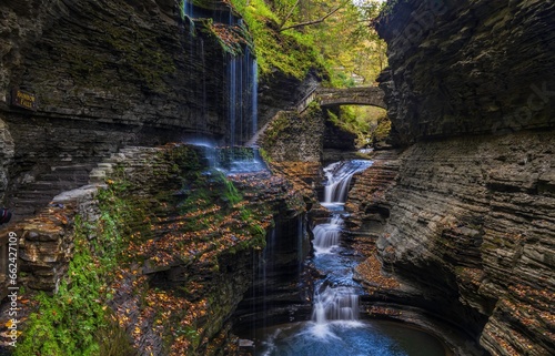 Rainbow Falls in Watkins Glen State Park  horizontal 