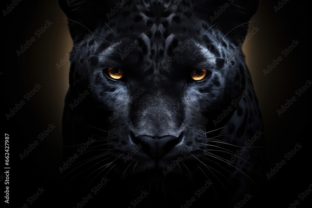 Panthers Frontal View Against Dark Background, Part Of The Predator Series In Digital Art