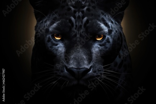 Panthers Frontal View Against Dark Background, Part Of The Predator Series In Digital Art