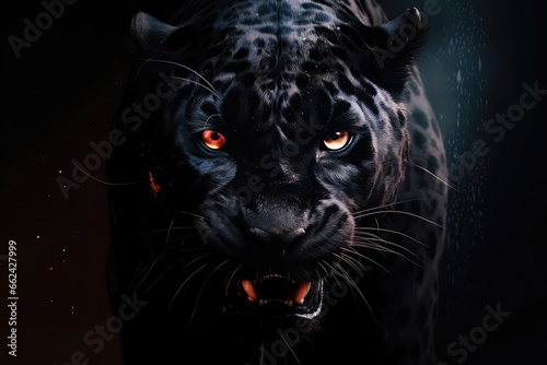 Panthers Frontal View Against Dark Background  Part Of The Predator Series In Digital Art