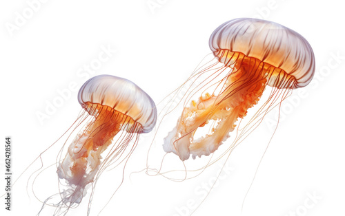 Jellyfish In the Heart of the Wild Love on a Clear Surface or PNG Transparent Background.